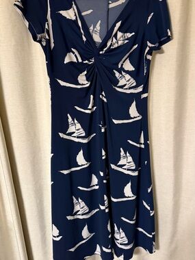 G.H. Bass & Co. Navy and White Sailboat Midi Dress